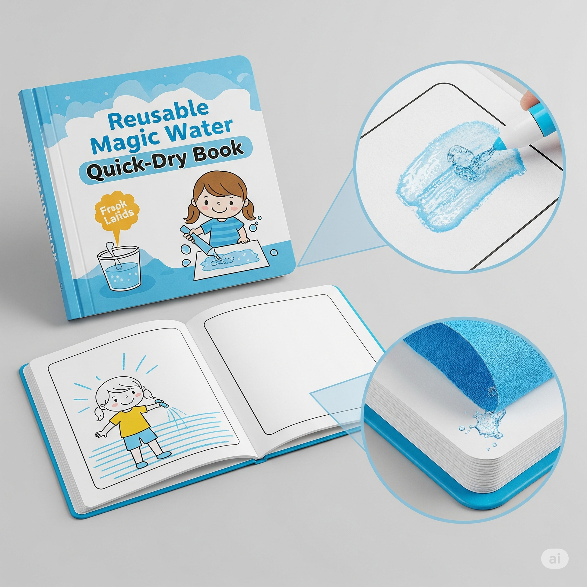 Reusable Magic Water Painting Book with Quick-Dry Pages
